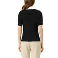 thumbnail image 3 of INSPIRE CHIC Women's Casual Pleated Collar Button Front Shirt Black L, 3 of 5
