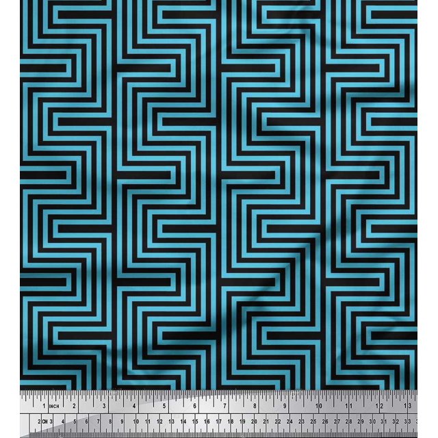 Soimoi Velvet Fabric Square & Spiral Geometric Print Fabric by Yard 58 Inch Wide