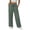 Army Green, variant on Women's Summer Lace Trim Solid Straight Leg Pants, Elastic Waist Loose Casual Trousers with Dual Side Pockets for Ladies Daily Outfit Black M