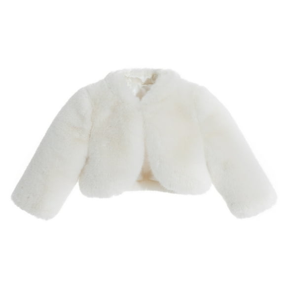 Ekidsbridal Girl Princess Jacket Bolero - Faux Fur Flower Girl Cape Jacket Bolero Fur Cape (Size: M-12)