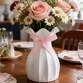 thumbnail image 3 of Ceramic Bow Vase, Flower vase with Bow for Roses Tulips Artificial Flowers, Cute Decor for Bathrooms, Dressers, Windowsills, Home, Christmas(Pink), 3 of 9