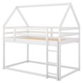thumbnail image 2 of Tcbosik Twin over Twin Low Bunk Bed, House Bed with Ladder, White, 2 of 10