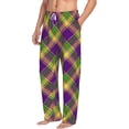 thumbnail image 3 of Kdxio Mardi Gras Plaid Print Men's Sleep Pajama Pant Lounge Pants with Pockets, 3 of 8