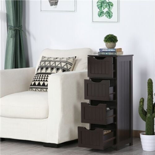 Floor Bathroom Storage Cabinet Side Table Organizer Unit with 4 Drawers
