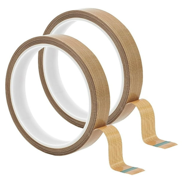 rollos de cinta adhesiva de teflón de PTFE de 0,6 pulgadas x 33 pies, cinta de tela recubierta de PTFE, cinta de PTFE de alta temperatura para máquina selladora al vacío, muebles de madera, 0,18 mm