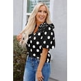 thumbnail image 3 of Chic and Elegant Black Polka Dot Blouse - V Neck with Ruffled Collar - [ZhiHiMeRi] | (US 8-10)M, 3 of 12