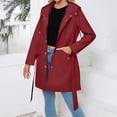 thumbnail image 2 of Ihhxva Windbreaker Jacket for Women Hooded Trench Coat with Pockets Adjustable Waist Women's Longline Lightweight Waterproof Casual Spring Outerwear S-3XL, 2 of 7