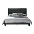 thumbnail image 3 of Home Design Evelyn King Upholstered Platform Bed Frame with Tufted Headboard and Wingback Design, Black, Easy Assembly, 3 of 6