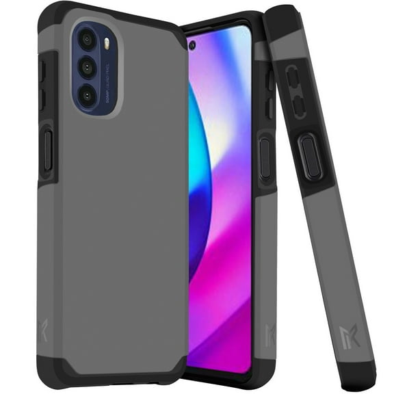 For Moto G 5G 2022 Tough Strong Slim Dual-Layer ShockProof Hybrid Case Cover - Charcoal Grey