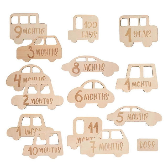 Baby Monthly Milestone Wooden Cards for Decor Beige Color 15pcs Perfect for Baby Shower Gifts