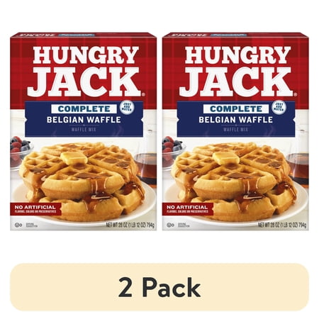 (2 pack) Hungry Jack Complete Belgian Waffle Mix, 28 oz Box