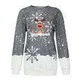 thumbnail image 4 of Mode Femme Col Rond Noël Manches Longues Hauts Blouse Pull Chandail en Molleton, 4 of 5