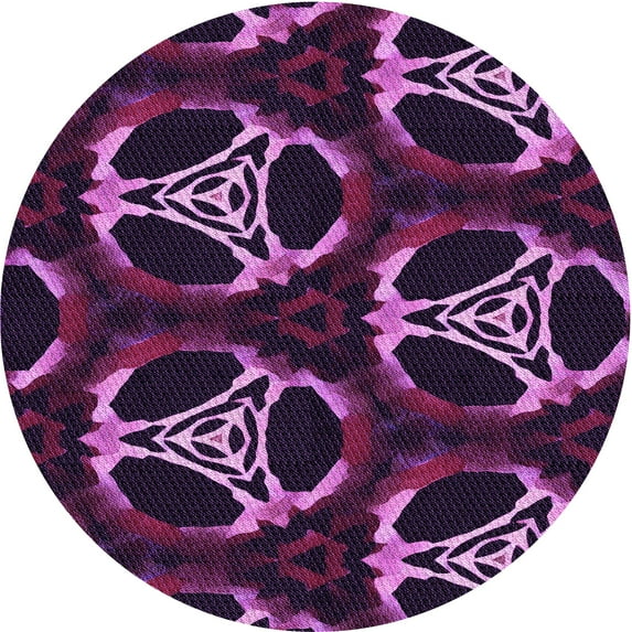 Ahgly Company Machine Washable Indoor Round Transitional Orchid Purple Area Rugs, 3' Round