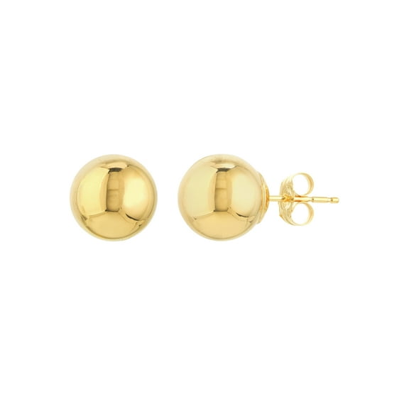 14kt Yellow Gold Women's 10mm Ball Stud Earrings With Post and Butterfly Closure