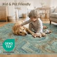 thumbnail image 4 of ODIKA 8'x10' Washable Area Rug Non-Shedding, Easy Care, Turquoise Flowing Veined Featuring Interlocking Ripples Orange for King Size Bedroom Under Bed, Master Suite, 4 of 7