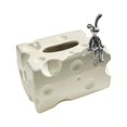 thumbnail image 2 of Bonita funda de cerámica para caja de pañuelos faciales, ideal para oficina, dormitorio y baño. Blanco, 2 of 9