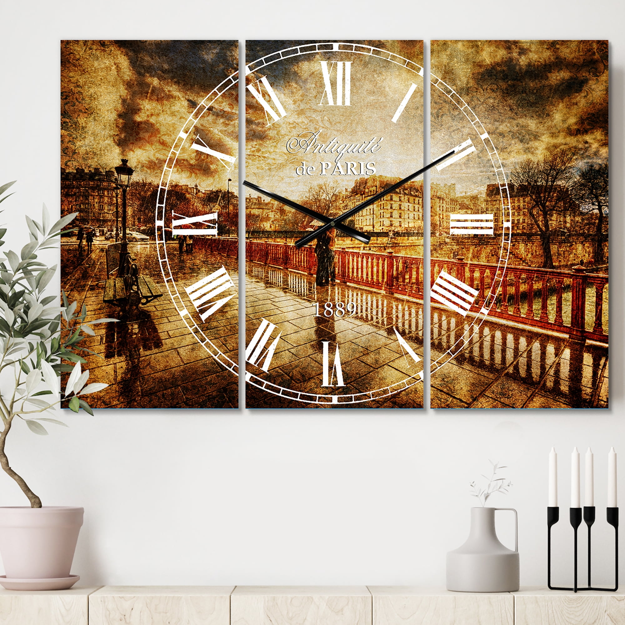 Designart 'Bridge in Rain' Mediterranean Wall Clock