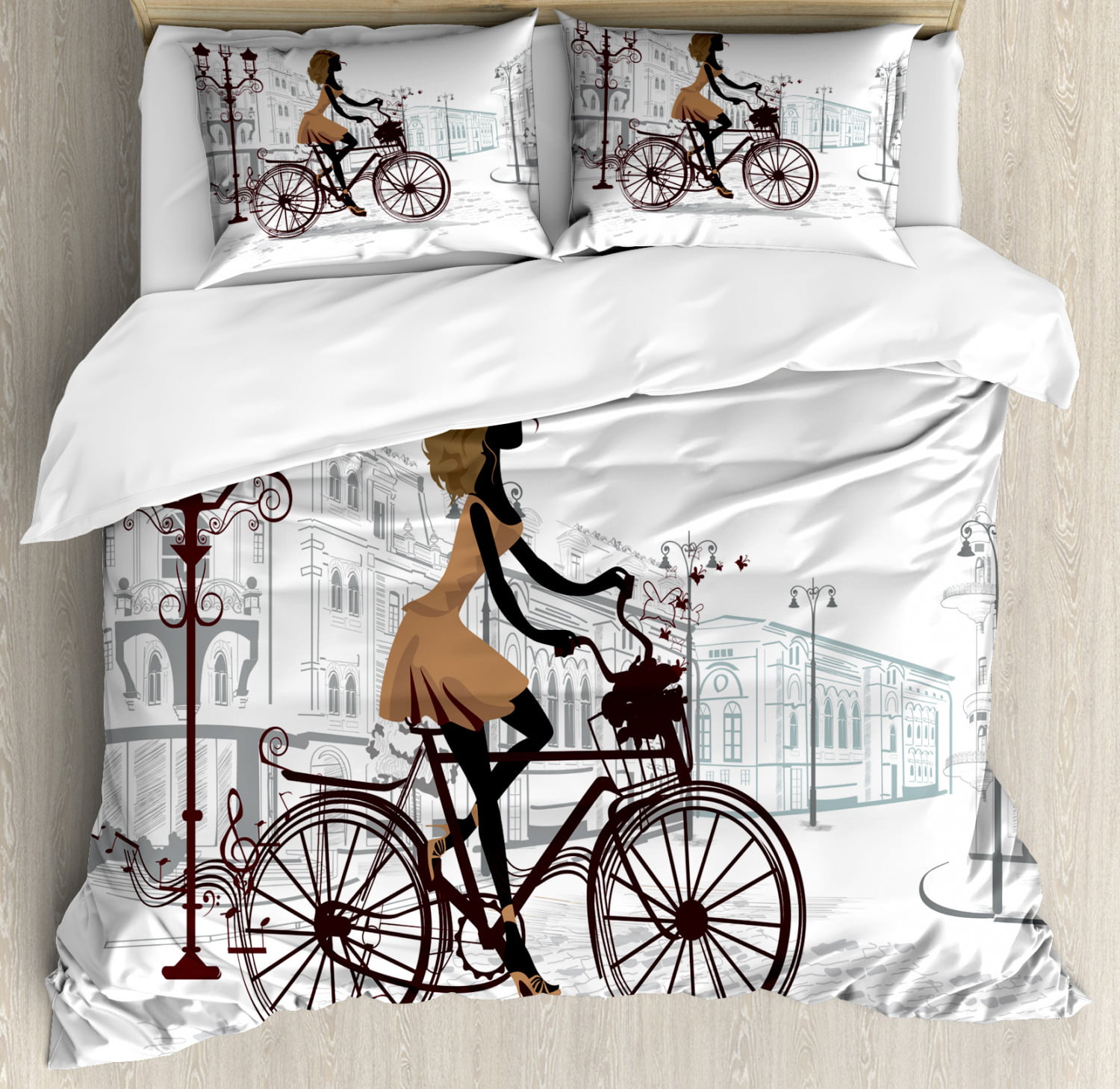Teen Room Duvet Cover Set Young Girl In Paris Streets With