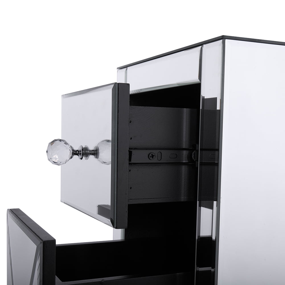 Kadyn Mirrored Nightstand with 2-Drawers, Small Mirror Accent Silver Table End Table for Bedroom Living Room
