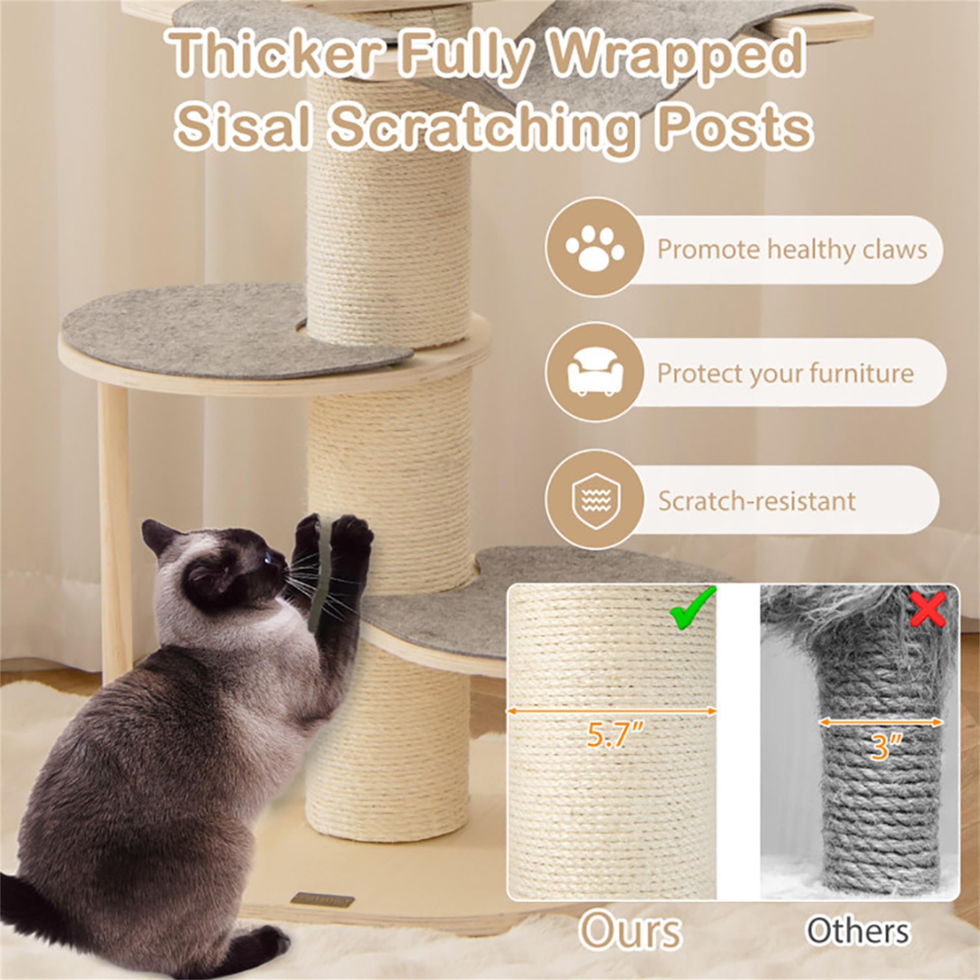 Kadyn 47" Cat Tree Tower with Thickened Sisal Scratching Posts, 4-Tier Cat Condo with Hammock, Beige