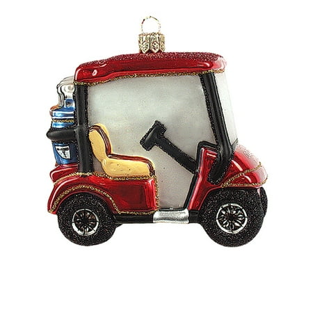 Golf Cart Polish Glass Christmas Ornament Golfing Golfer Tree