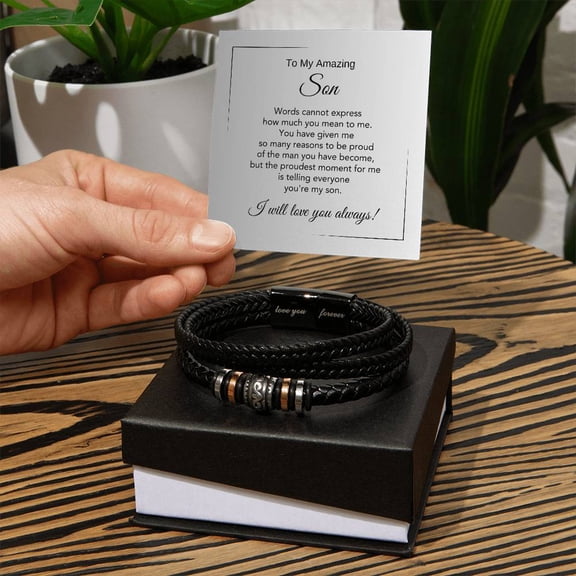 Son Gift Ideas for Sons Gift for Adult Son Leather Engraved Bracelet Love You Forever Bead Bracelet