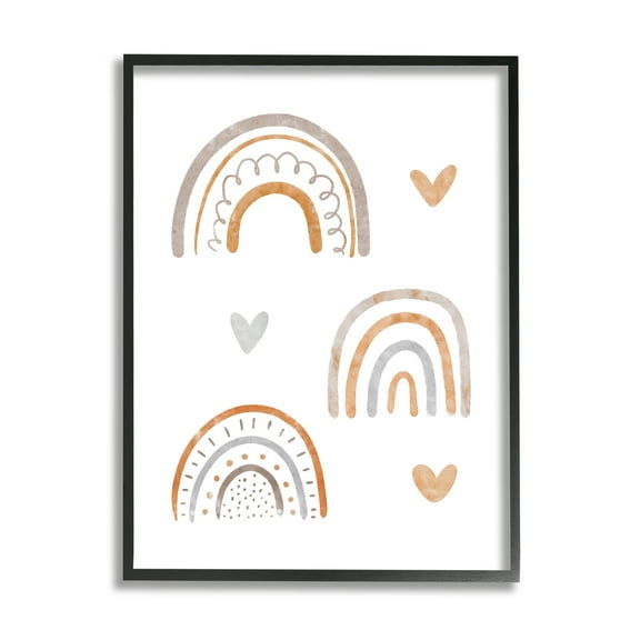 Stupell Industries Soft Rainbows & Stars Nature Painting Black Framed Art Print Wall Art, 11 x 14