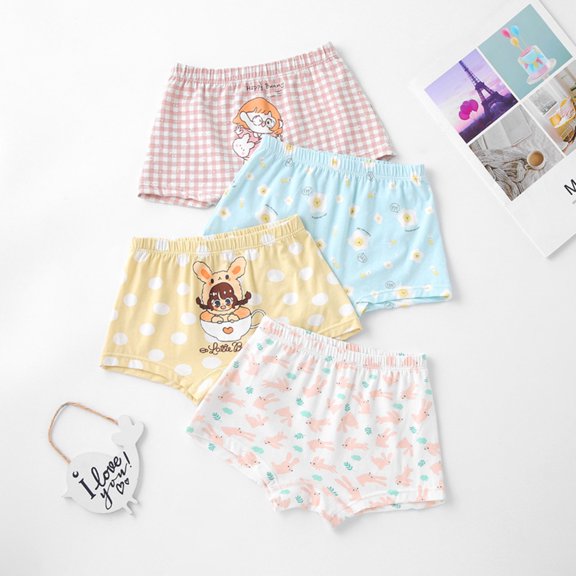 Gubotare Girls Underwear Little Girls' Soft Cotton Underwear Kids Breathable Comfort Panty Briefs (Pink,3-4 Years)