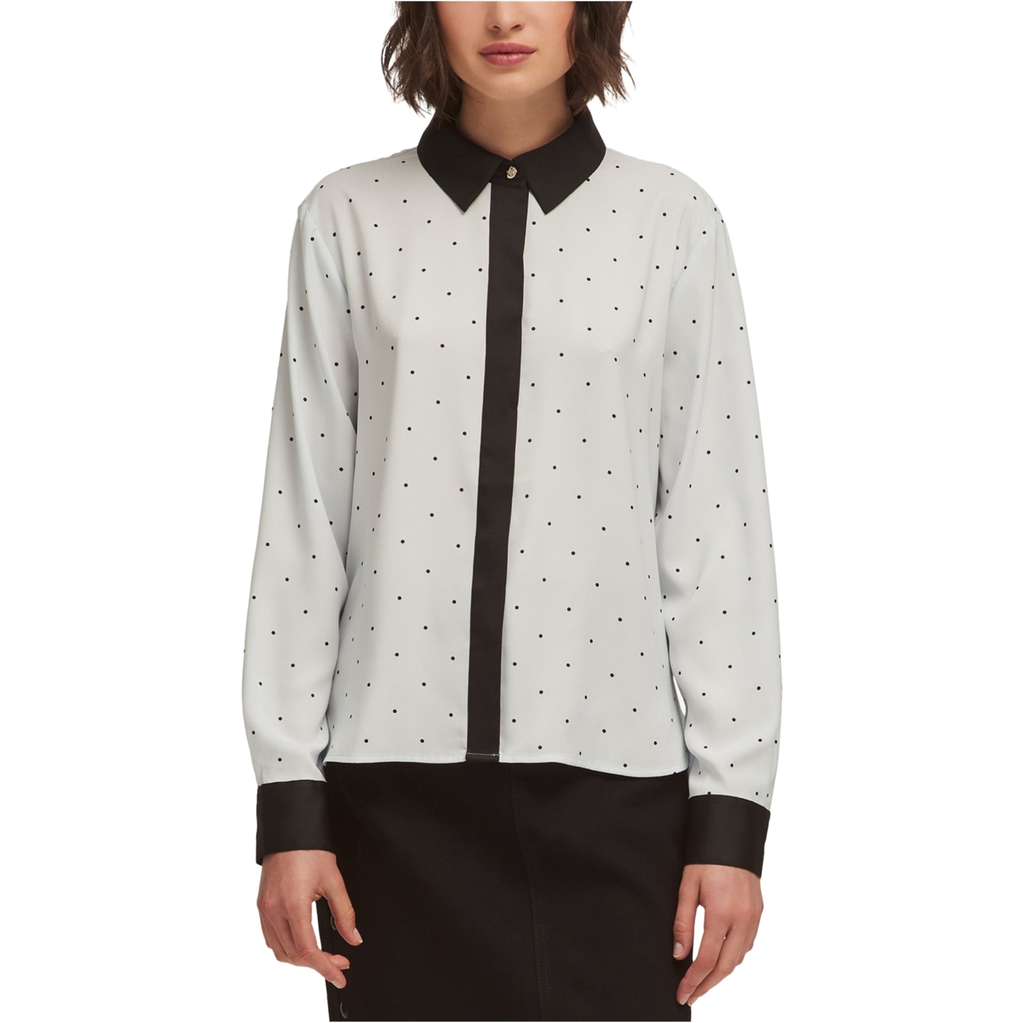 DKNY Womens Hidden Placket Button Up 