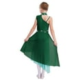 thumbnail image 2 of Doomiva Girls Lyrical Dance Dress Sparkly Sleeveless Asymmetrical Skirt Ballet Modern Dance Leotard Dress Green 6, 2 of 6
