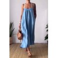 thumbnail image 5 of Women's Ruched Cami Maxi Dress with Pockets Full Length Plus Size Polyester % fabric for Everyday Comfort and Style, 5 of 18