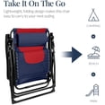 thumbnail image 5 of Oversized Padded Zero Gravity Chair, Folding Outdoor Patio Recliner, XL Anti Gravity Lounger for Backyard w/Headrest, Cup Holder, Side Tray, Polyester Mesh - Navy/Red, 5 of 14