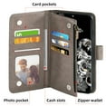 thumbnail image 5 of Compatible with Samsung Galaxy S20 Ultra 5G Wallet Phone Case and Tempered Glass Screen Protector Flower Faux Leather Flip Credit Card Holder Stand Zipper Cell Cover for S20ultra 20S G5 Women Grey, 5 of 9