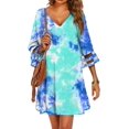 thumbnail image 3 of Ekouaer Women's Beach Coverups 3/4 Mesh Sleeve Bathing Suit Cover Ups Beachwear Loose Fit Swimwear Beach Dress S-3XL, 3 of 5