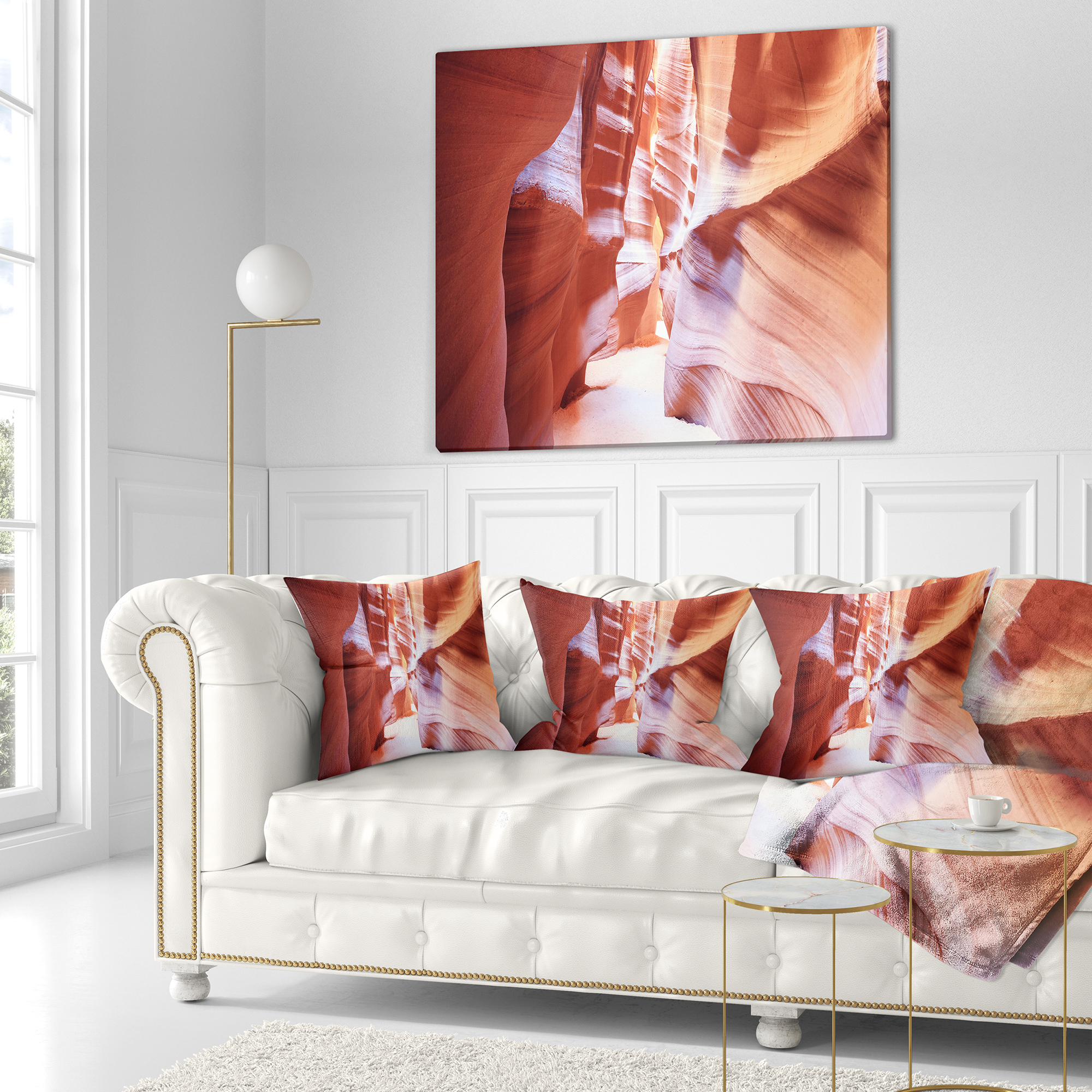 Designart Panoramic View Antelope Canyon - Landscape Photography Throw Pillow - 18x18