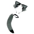 thumbnail image 4 of 2 Uds Orejas de Zorro Pelo o Orejas de Zorro Pelo Encantador pa Vestir , gris negro2 Colco Traje de juego de cosplay, 4 of 6