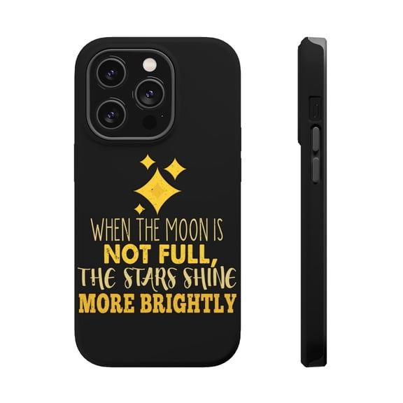 DistinctInk Tough Case for Apple iPhone 15 PRO (6.1" Screen), Compatible with MagSafe Charging - Moon Not Full Stars Shine More Brightly