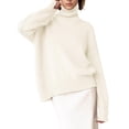 thumbnail image 1 of Women's Long High Neck Solid Ribbed Knit Lightweight Pullover Sweater Top, 1 of 6
