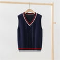 thumbnail image 2 of Coerni Girls Boys Preppy School Uniform Sweater Vest V Neck Knit Waistcoat Teen School Vest Warm Sleeveless Pullover Waistcoat, 2 of 9