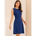 thumbnail image 3 of Vestido de trabajo para mujer Color sólido Sin mangas A-line Flare Vestidos Azul Real XL, 3 of 6