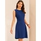 thumbnail image 3 of Vestido de trabajo para mujer Color sólido Sin mangas A-line Flare Vestidos Azul Real XL, 3 of 6