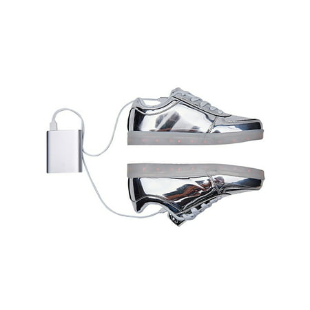 Sanyes USB Charging Light Up Shoes Sports LED Shoes Dancing, Silver, Size 7.5