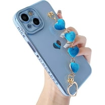 Cute Plating Love Heart Wrist Strap Chain Bracelet Soft Compatible with iPhone Case for Women Girls (White,iPhone 13)