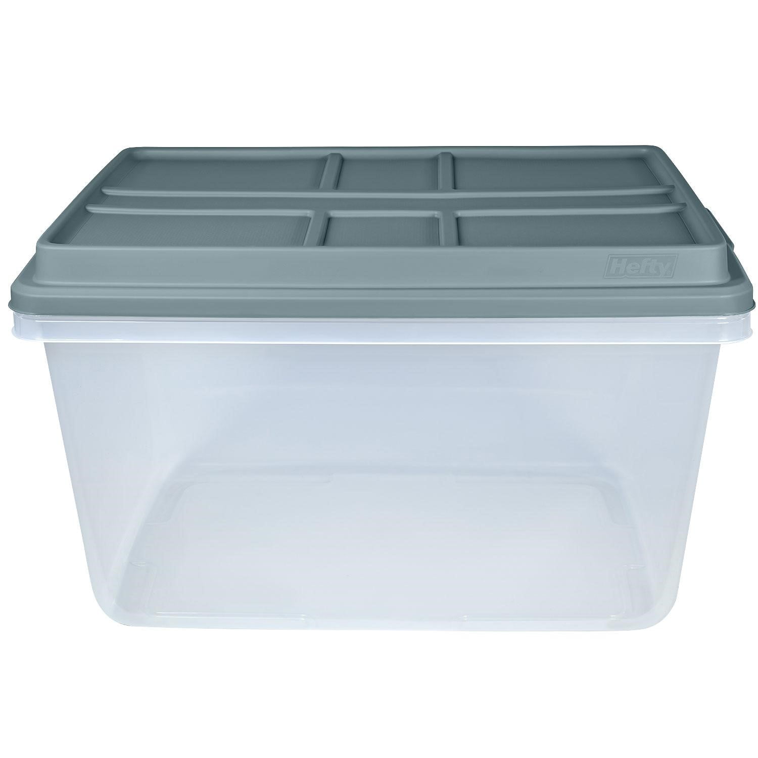 72 Quart Hefty® Hi-Rise™ Clear Storage Bin with Blue Lid - 24.04 L x  16.81 W x 14.24 Hgt.