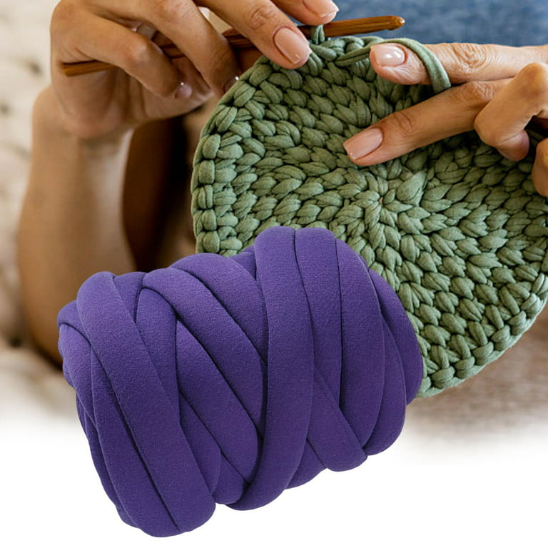 Chunky Wool Yarn Bulky Yarn Crocheting Soft Arm Knitting Yarn DIY Jumbo  Tubular Yarn Weight Yarn for Weaving Pillow Crochet Scarf Bed Fence violet