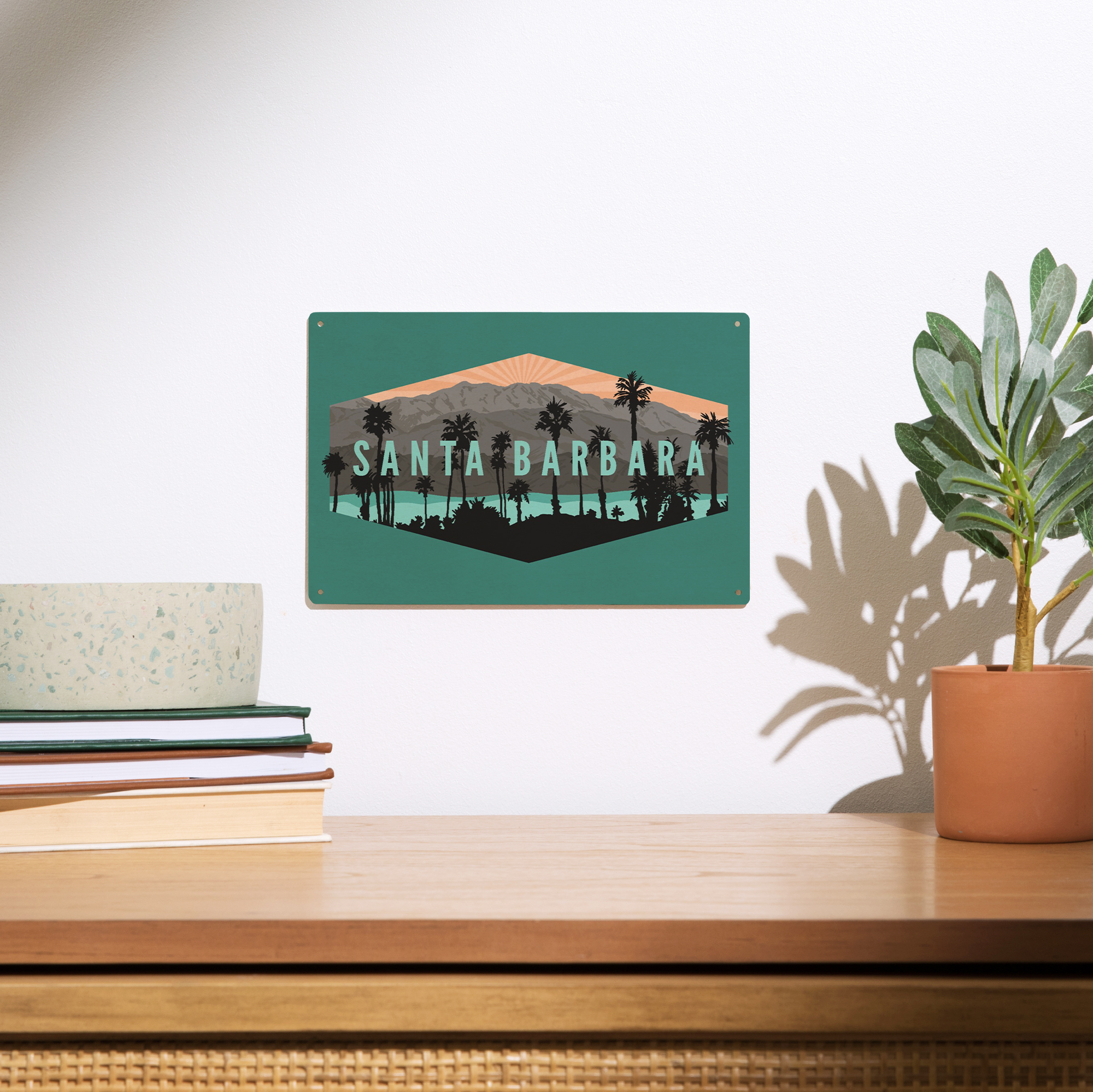Santa Barbara, California, Palm Trees and Mountains, Contour Birch Wood  Wall Sign (6x9 Rustic Home Decor, Ready to Hang Art) - Walmart.com