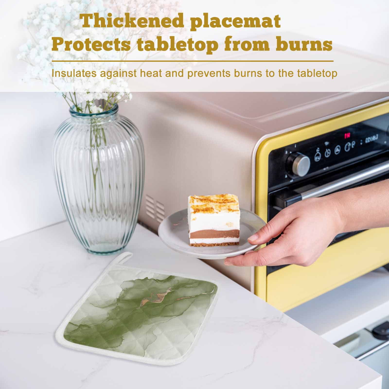 Sage Green Marble Pot Holders for Kitchen Heatproof Potholder, 3 Pack Modern Ombre Abstract Ink Painting Art Hot Pads Multipurpose Oven Pads Cloth Potholders Trivet for Cooking Baking