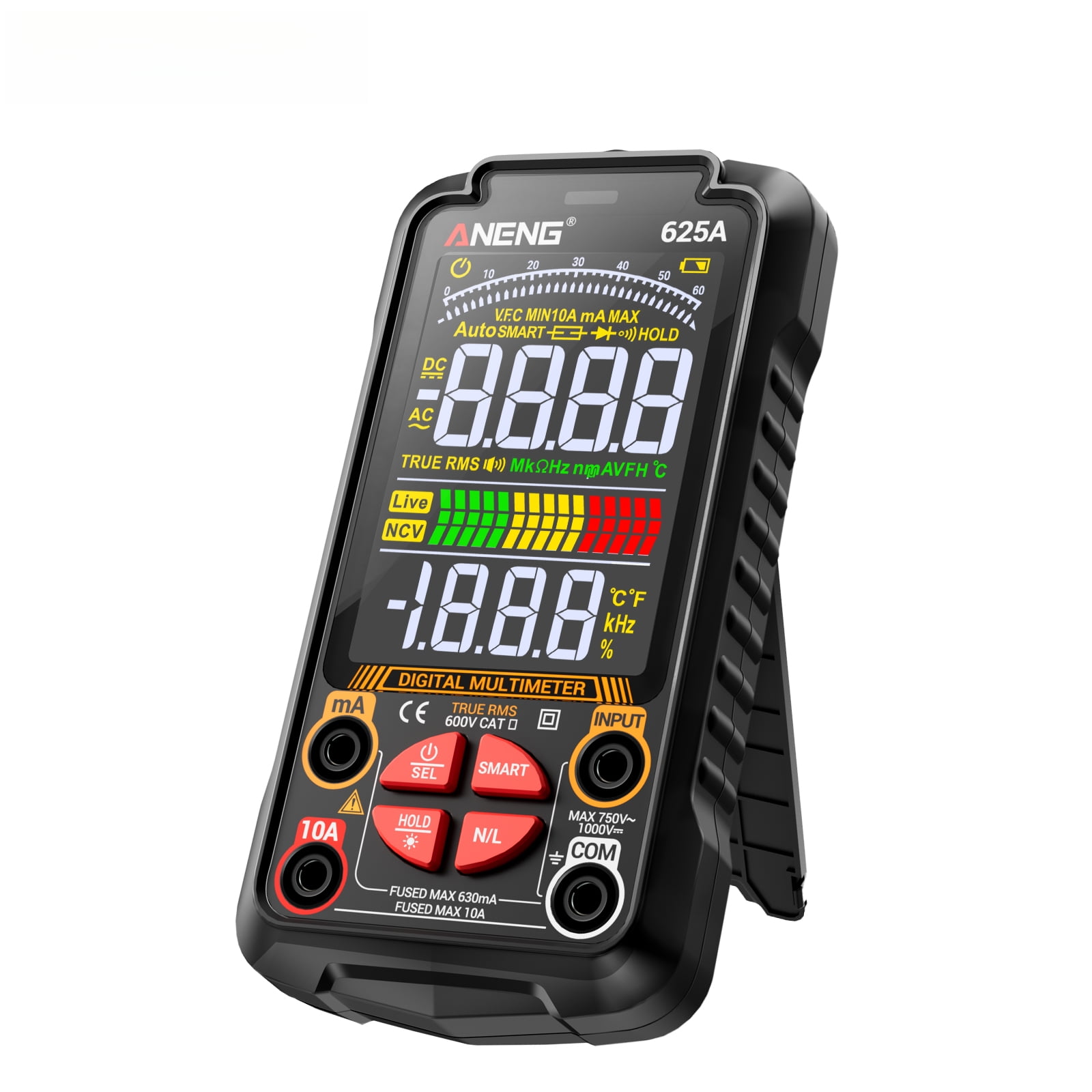 625A Intelligent Digital Multimeter - Rechargeable 6000 Count Multi-Function Tester for Electricians & DIY Maintenance | Auto Power-Off, Data Hold