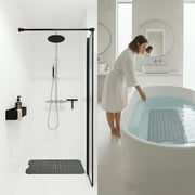 Lux Decor Collection Bath Tub Mat Non-Slip 40 x 16 Inch - Shower Mat for Bathtub with Suction Cups - Machine Washable (Gray)