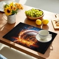 thumbnail image 2 of Baseball, Placemats Set of 6, Sports Theme Gradient Orange Blue Black Placemats for Dining Table, Place Mats for Kitchen Tabletop, Waterproof Wipeable Dining Table Mats Set, 2 of 9